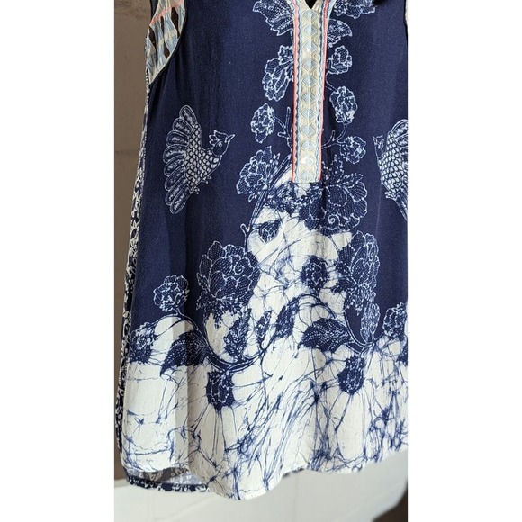 One September Anthropologie Floral Bird Print Sleeveless Top Embroidered Xsmall - Picture 3 of 6
